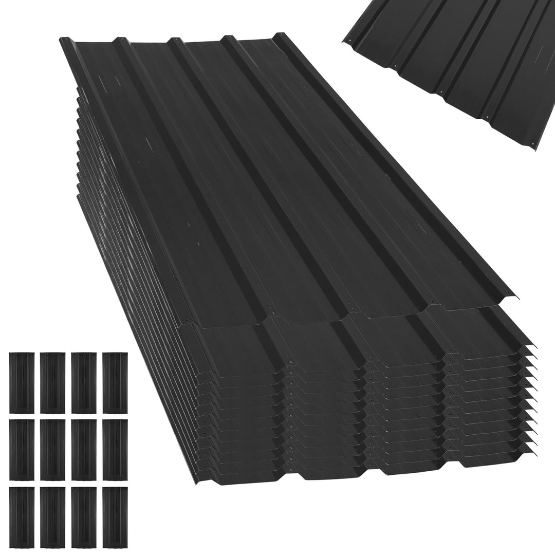 Victoam 12Pcs Galvanised Metal Roofing Sheets, 110x42cm 11m2 Corrugated Roofing Sheets, Easy to Asse