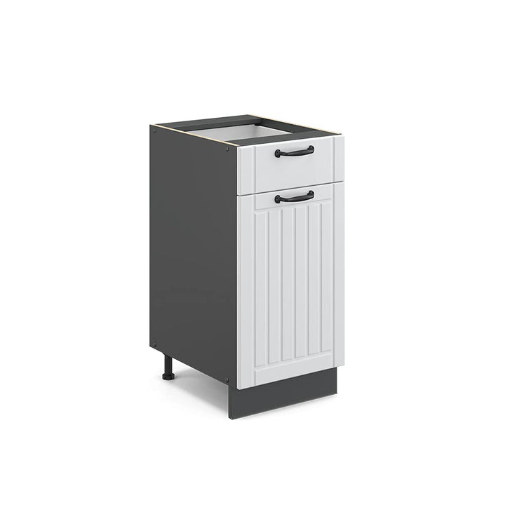 Vicco Küchenunterschrank Fame-Line, Weiss Landhaus/Anthrazit, 40 cm ohne Arbeitsplatte Weiss Landhau