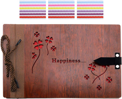 EMSea Happiness Holz-Fotoalbum zum Selbermachen, Geschenk für Jahrestag, Geburtstag, Erntedankfest,