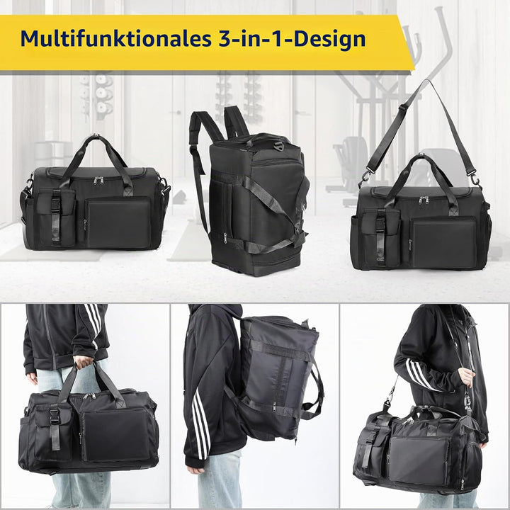 Cozary Sporttasche für Herren &amp; Damen - 42L grosse Reisetasche Wasserdichtes Oxford-Gewebe - 3-in-1