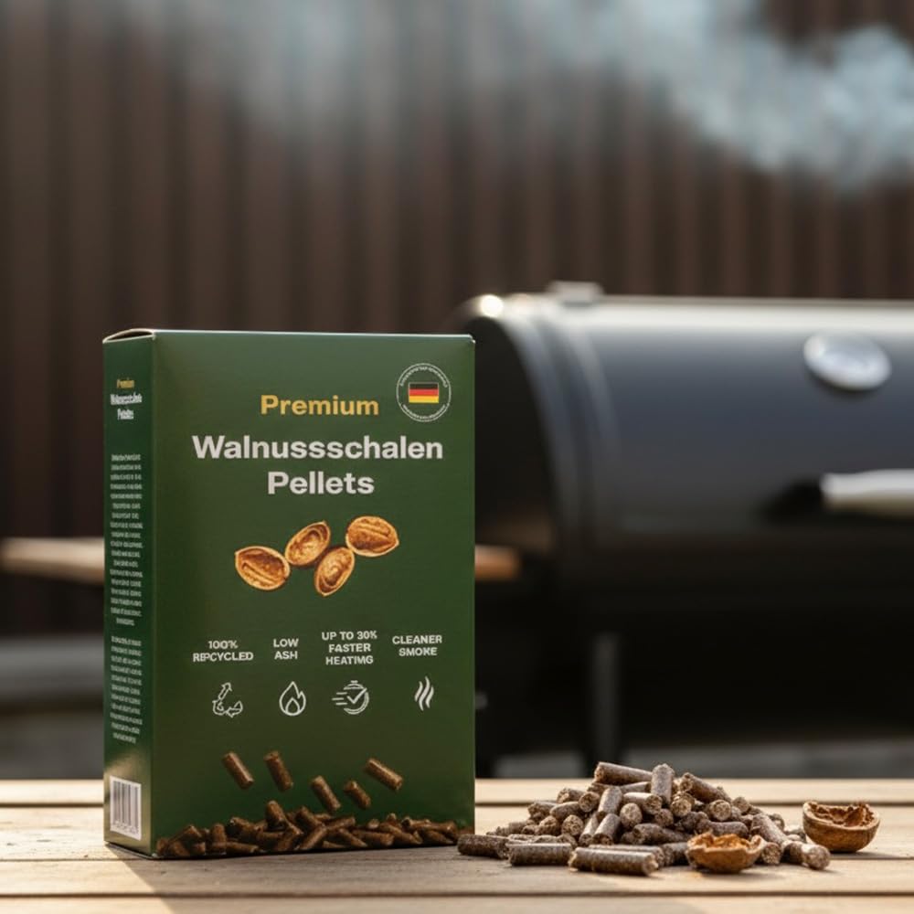 Grillpellets – 100% Wallnusschale ohne Zusatzstoffe – Räucherpellets für Smoker, Grill & Pizzaofen m