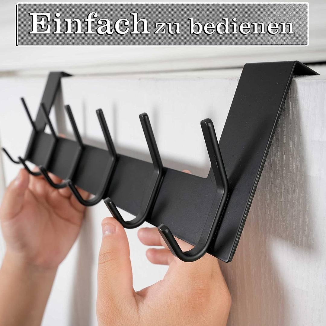 WEBI Türhaken zum Einhängen,Türgarderobe mit 6 Haken,Türaufhänger,Kleiderhaken Tür,Haken Tür,Türhake