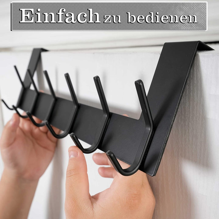 WEBI Türhaken zum Einhängen,Türgarderobe mit 6 Haken,Türaufhänger,Kleiderhaken Tür,Haken Tür,Türhake