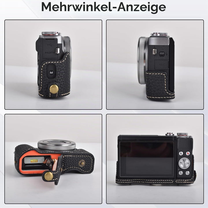 Rieibi G7 X G7X II G7X III Hülle, Vintage Leder Kameratasche für Canon PowerShot G7X G7X Mark II G7X