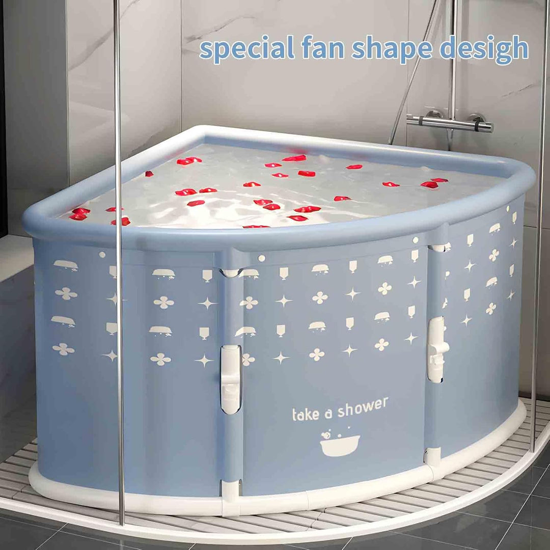 Fächerförmige faltbare Badewanne, eckiges Design, 70 x 70 cm grosser Rahmen, tragbare Badewanne für