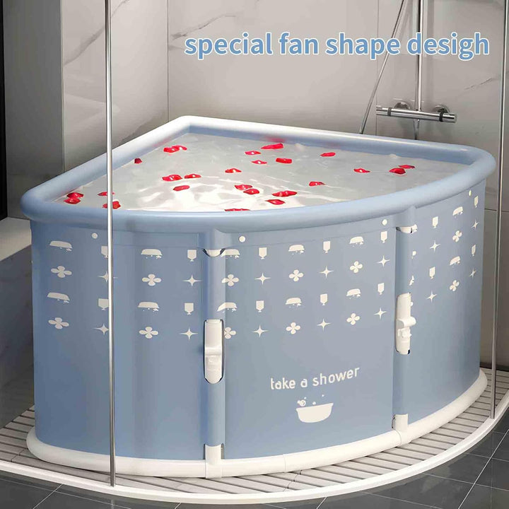 Fächerförmige faltbare Badewanne, eckiges Design, 70 x 70 cm grosser Rahmen, tragbare Badewanne für