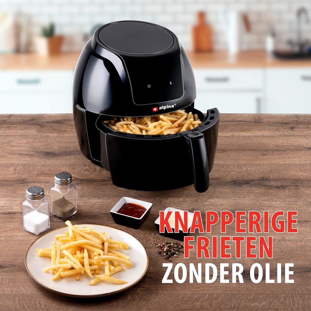 alpina Heissluftfritteuse - 5 Liter - 230V - Airfryer - Digitaler Touchscreen - Huhn, Gemüse, Brot,