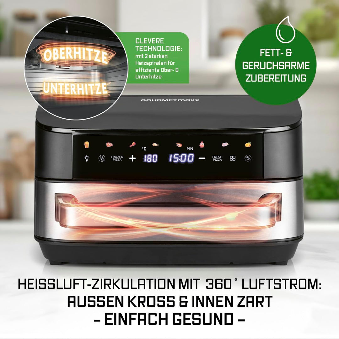 GOURMETmaxx AirGenius Heissluftfritteuse - 7 L Airfryer | Fritteuse mit XXL-Garfläche & 10 Programme