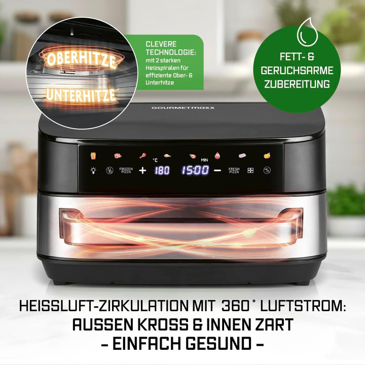 GOURMETmaxx AirGenius Heissluftfritteuse - 7 L Airfryer | Fritteuse mit XXL-Garfläche & 10 Programme
