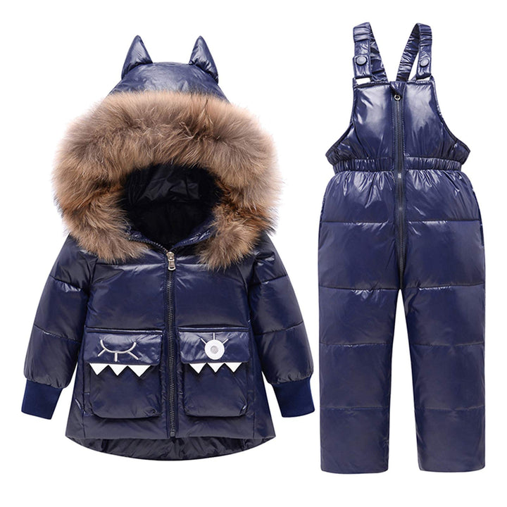 Skianzug Mädchen Kinder Schneeanzug Daunenjacke mit Kaputze + Skihose 2tlg Bekleidungsset Winteranzu