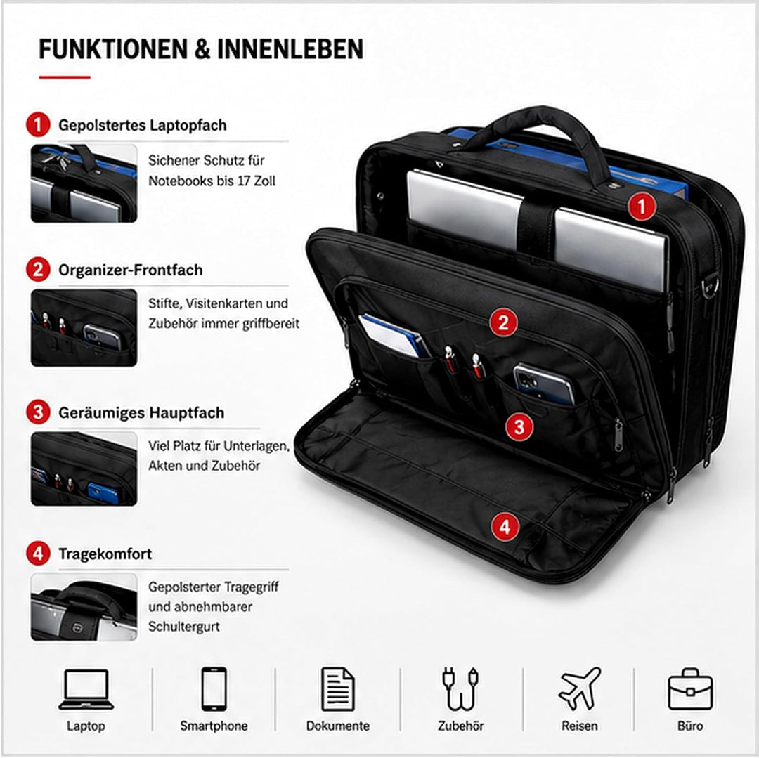 Laptoptasche Executive Line Lima, aus Polyester, ca. 44 x 31 x 13 cm, schwarz