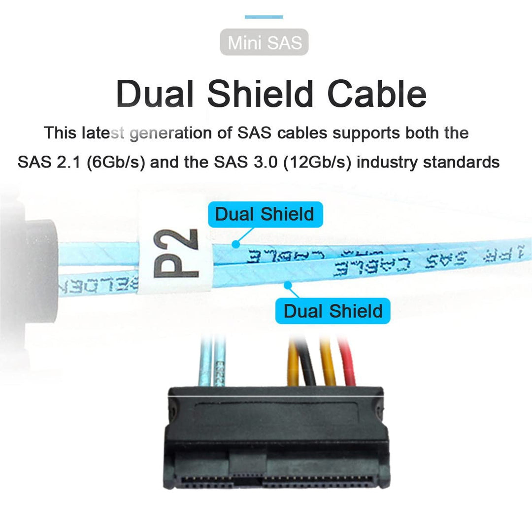 CY Slimline Cable SAS 4.0 SFF-8654 4i 38pin Host to 4 SAS 29pin SFF-8482 Target Hard Disk Fanout Rai