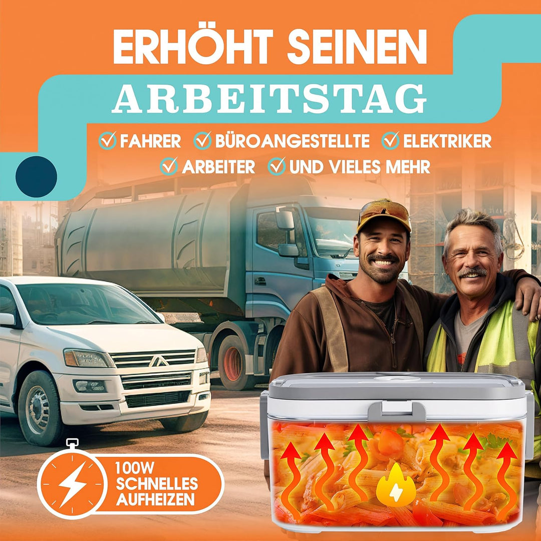 TRAVELISIMO XXL Elektrische Lunchbox Extra gross 1,8L Electric Lunch Box 80W, Warmhaltebox 3-in-1 Lu