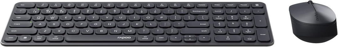 Rapoo I Kabellose Tastatur und Maus (9310M, Ultraslim, Bluethooth, 2,4 GHz, Batterien) Dunkelgrau
