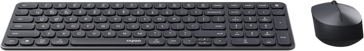 Rapoo I Kabellose Tastatur und Maus (9310M, Ultraslim, Bluethooth, 2,4 GHz, Batterien) Dunkelgrau