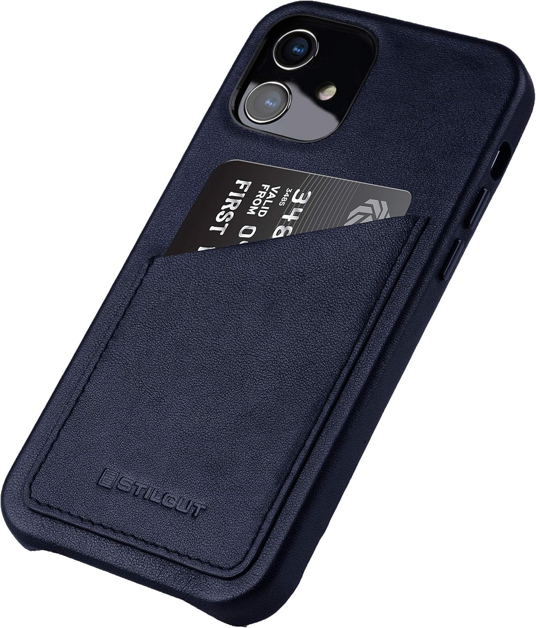 STILGUT Cover kompatibel mit iPhone 12 Mini Hülle mit Kartenfach, Case aus Leder, Kartenhülle - Dunk