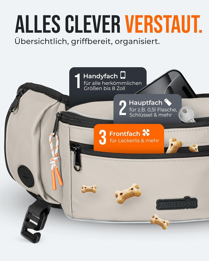 Gassi Tasche 'Atlas' - Premium Leckerlitasche für Hunde - Inkl. YKK® Zipper & Leinenhalterung - Bauc