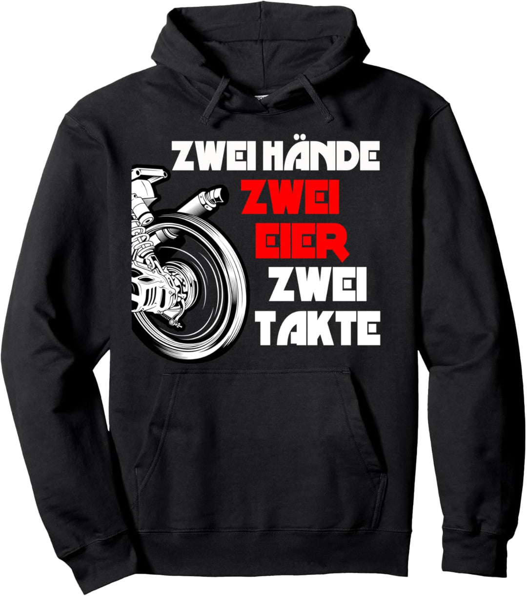 Moped Zwei Hände Zwei Eier Zwei Takte | Witziges Biker Pullover Hoodie