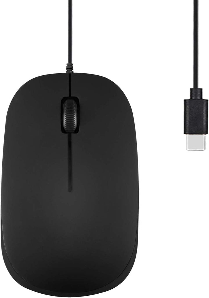 Perixx PERIMICE-201C USB-C kabelgebundene optische Maus mit 3 Tasten, Scrollrad, 1000 DPI, Schwarz S