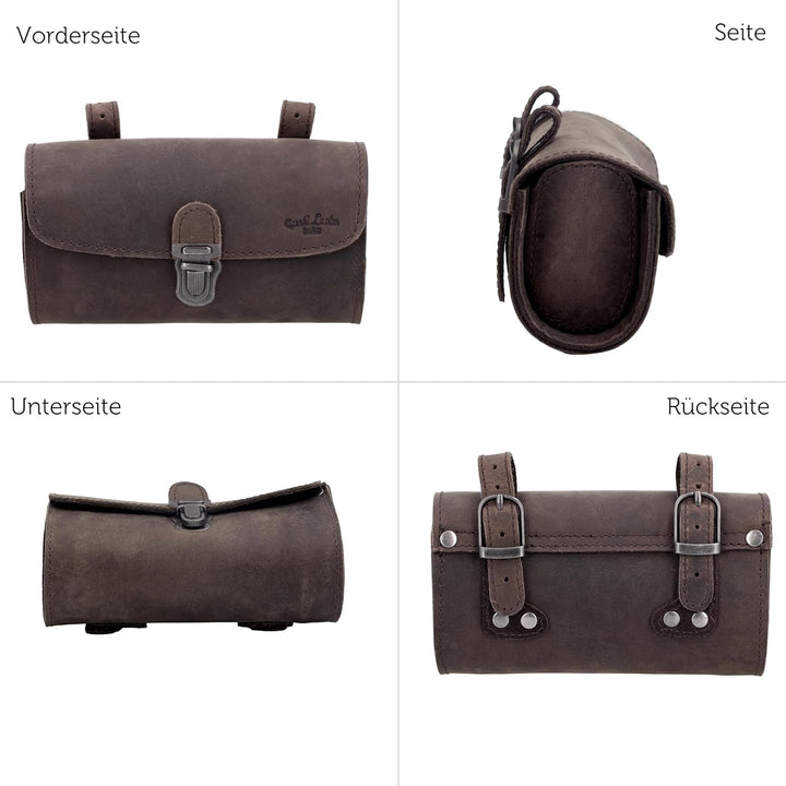 Gusti Satteltasche Leder – Wolfgang L. – Kleine Fahrradtasche Leder für Sattel, Lenker oder Gepäcktr