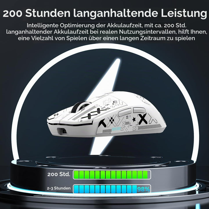ATTACK SHARK X6 49g Superlight Maus mit magnetischer Ladestation, PixArt PAW3395 Gaming-Sensor, BT/2