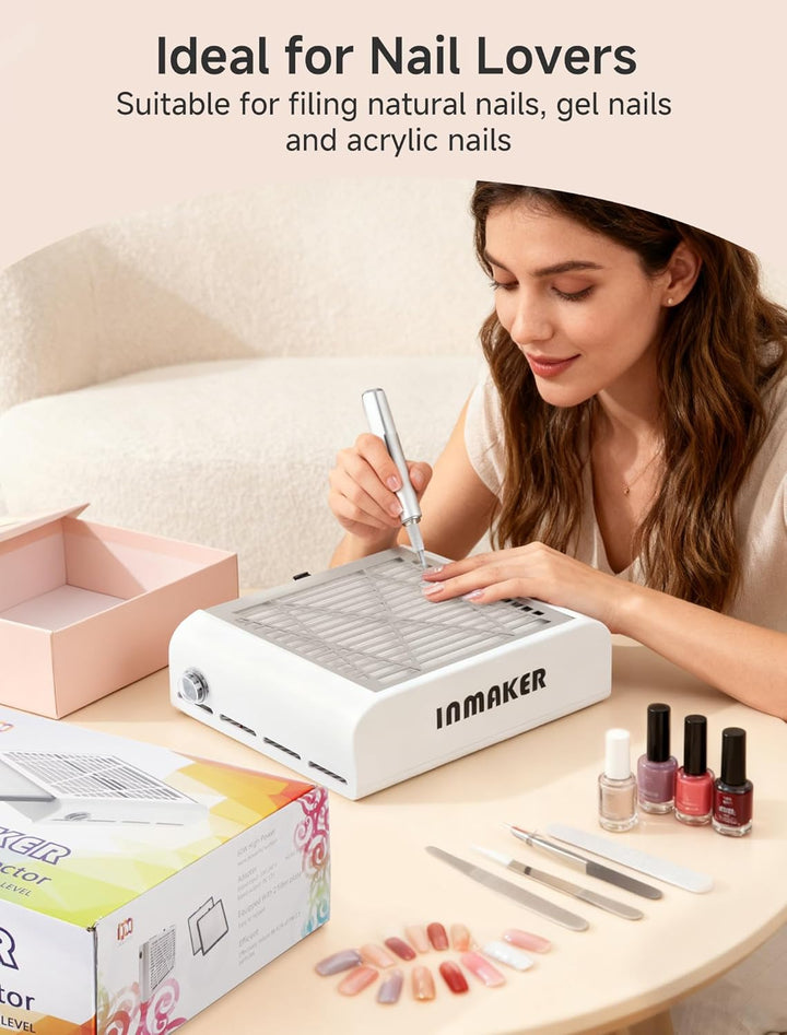 Staubabsaugung für Nägel, 60W Nagelstaubsauger mit 2 Wiederverwendbaren Filters, Professionell Nagel