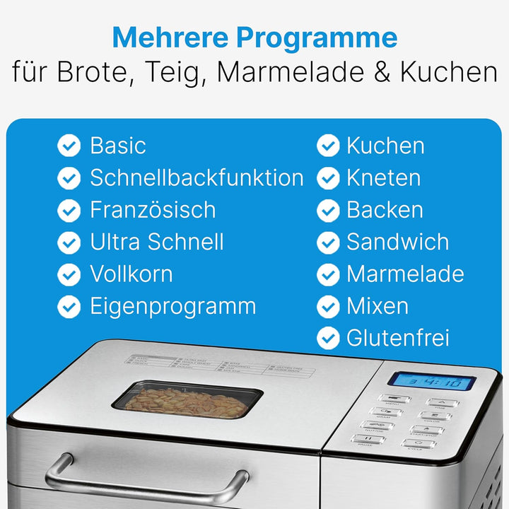 ProfiCook® Brotbackautomat mit Timer | morgens mit warmem Brot aufwachen | Krustenbräunung einstellb