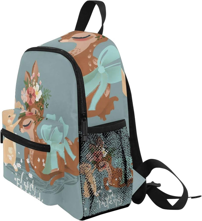 Kinderrucksack Cute Deer and Bunny Kindergarten Vorschule Tasche für Kleinkind Mädchen Jungen