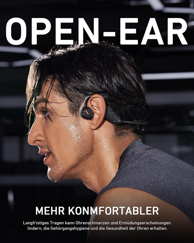 ANCwear Open Ear Kopfhörer Bluetooth 5.3, Sport Kopfhörer kabellos Bluetooth wasserdicht IP67 Ultral