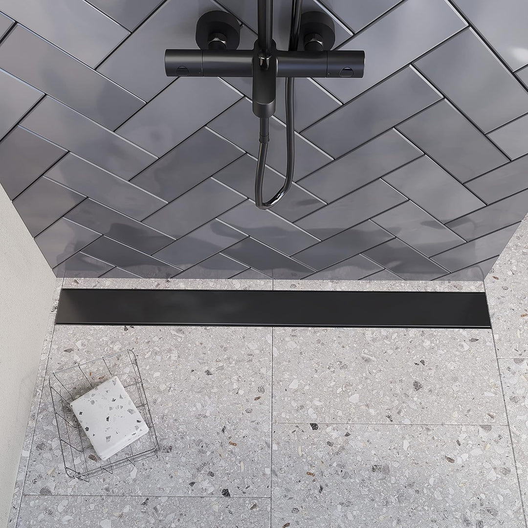 Abdeckung für Duschrinne AQUABAD® SDS Schwarz Matt (Rost einzeln!) / Länge: 80 cm, aus Edelstahl/Des
