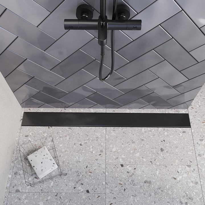 Abdeckung für Duschrinne AQUABAD® SDS Schwarz Matt (Rost einzeln!) / Länge: 80 cm, aus Edelstahl/Des