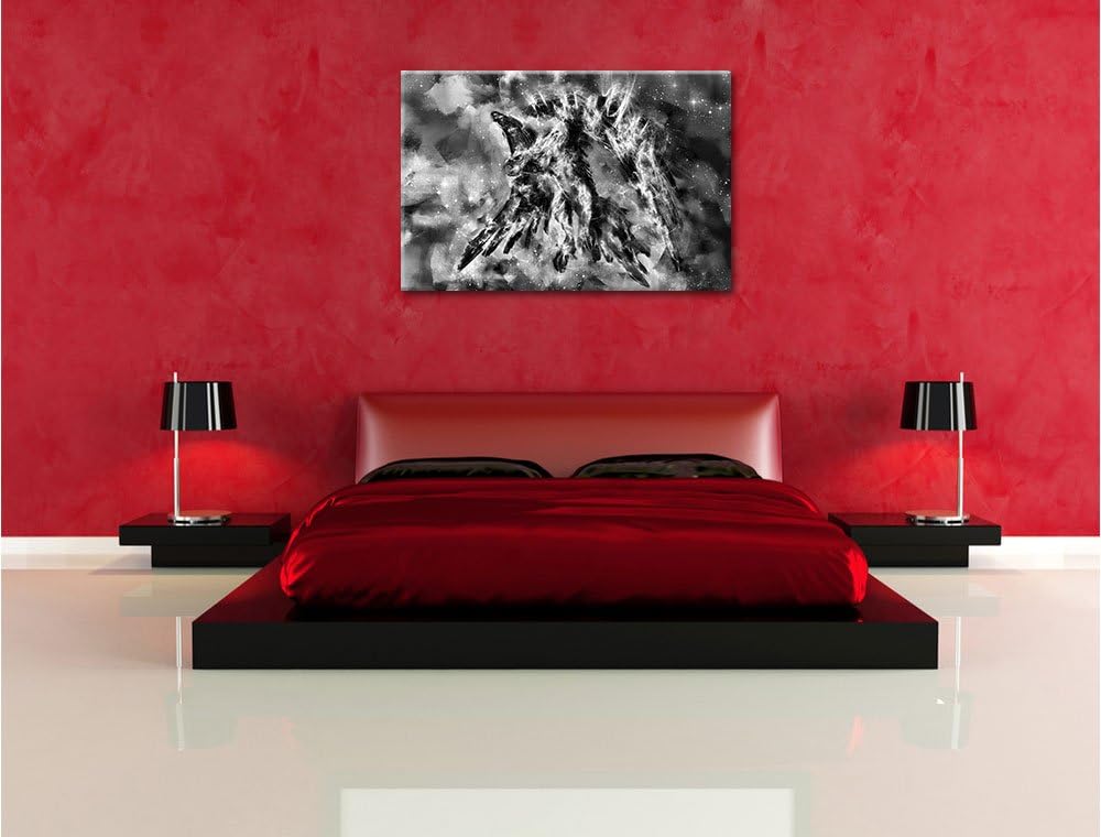 Monocrome, Feuriger Adler, Format: 100x70 auf Leinwand, XXL riesige Bilder fertig gerahmt mit Keilra