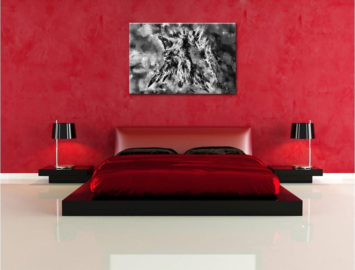Monocrome, Feuriger Adler, Format: 100x70 auf Leinwand, XXL riesige Bilder fertig gerahmt mit Keilra