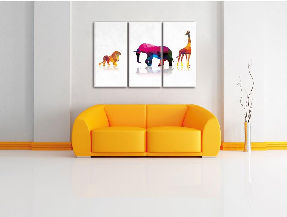 Pixxprint Tiere der Savanne als Leinwandbild/Grösse: 3 Teilig (120x80) cm/Wandbild/Kunstdruck/fertig