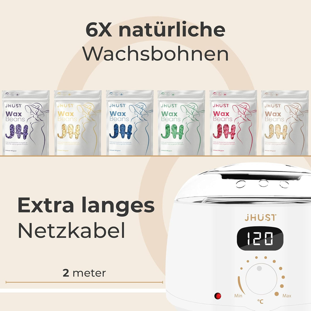 Wachswärmer-Set Grau mit 600 g Wachsperlen und umfangreichem Zubehör, inklusive After-Wax-Spray, Wac