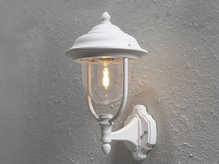 LED Aussenwandlaterne stehend im Landhausstil, Höhe 46cm, weiss, Wandleuchte Stehend
