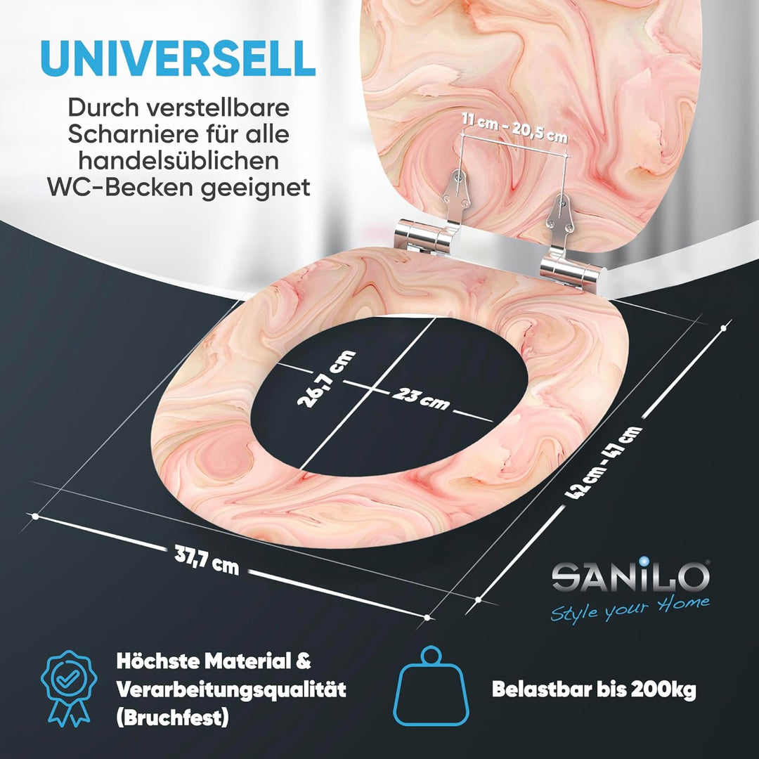 Sanilo WC Sitz mit Absenkautomatik, viele schöne Marmor Toilettendeckel zur Auswahl, hochwertige und