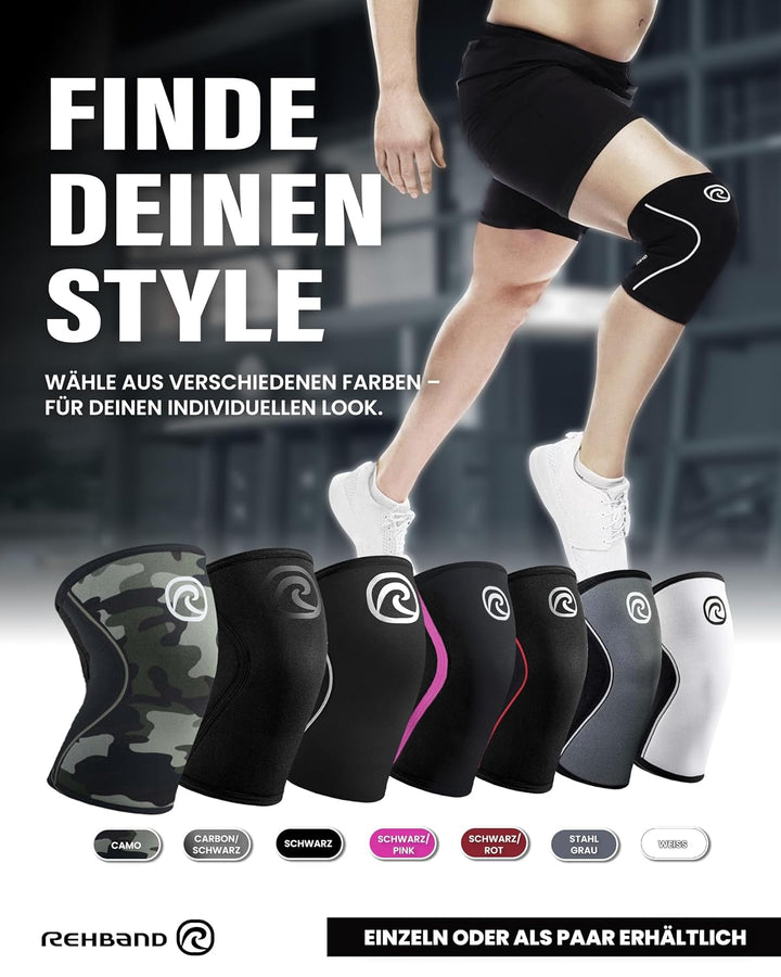 Rehband Kniebandage für Kraftsport &amp; Fitness - Kniebandage 7mm Neopren, flexibel &amp; rutschfest, Knee