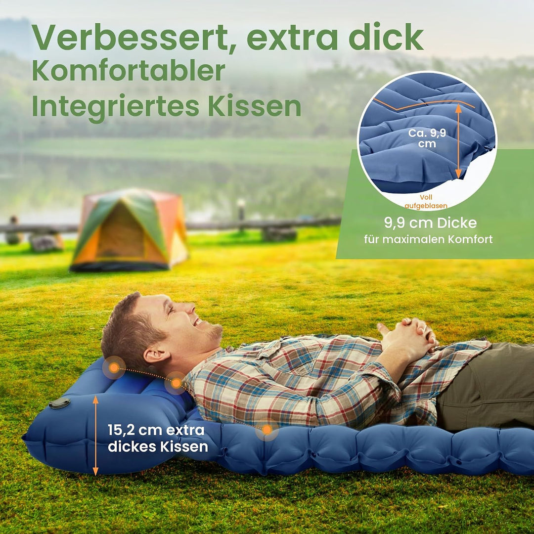 ROPODA Isomatte Camping Selbstaufblasend, Ultraleicht Isomatte Aufblasbar mit Kissen, Campingmatte m