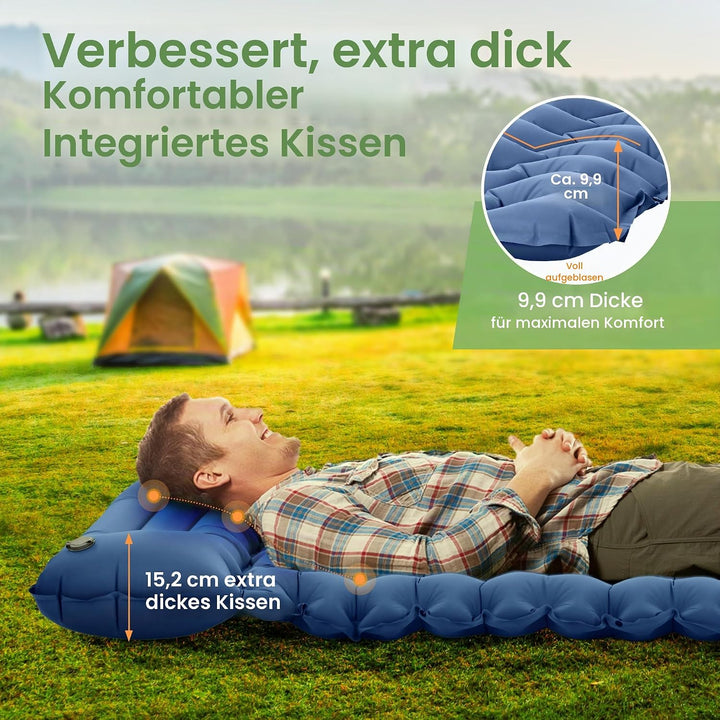 ROPODA Isomatte Camping Selbstaufblasend, Ultraleicht Isomatte Aufblasbar mit Kissen, Campingmatte m