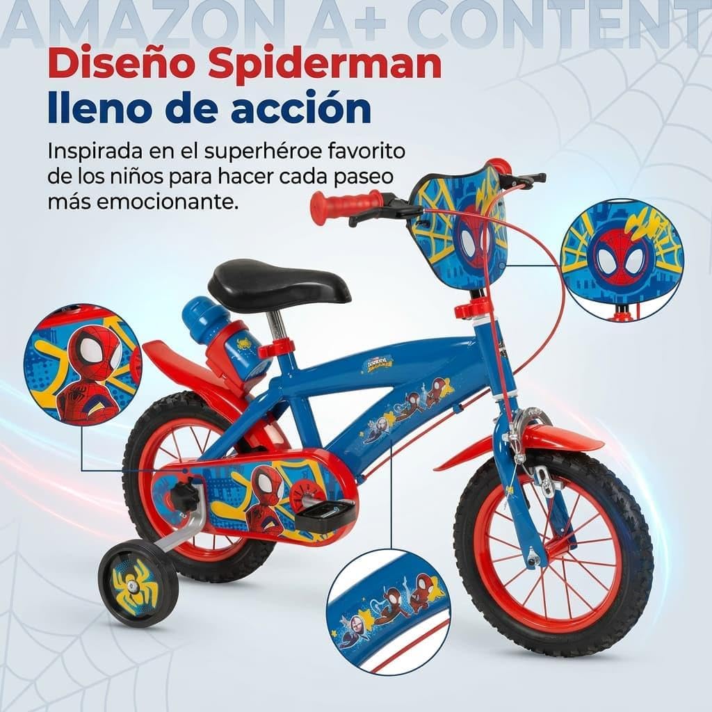 TOIMSA Jungen Fahrrad 30,5 cm (12 Zoll) Spiderman Huffy (3/5 Jahre), bunt, Klein