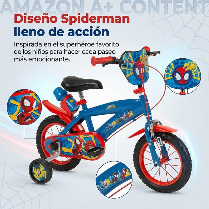 TOIMSA Jungen Fahrrad 30,5 cm (12 Zoll) Spiderman Huffy (3/5 Jahre), bunt, Klein