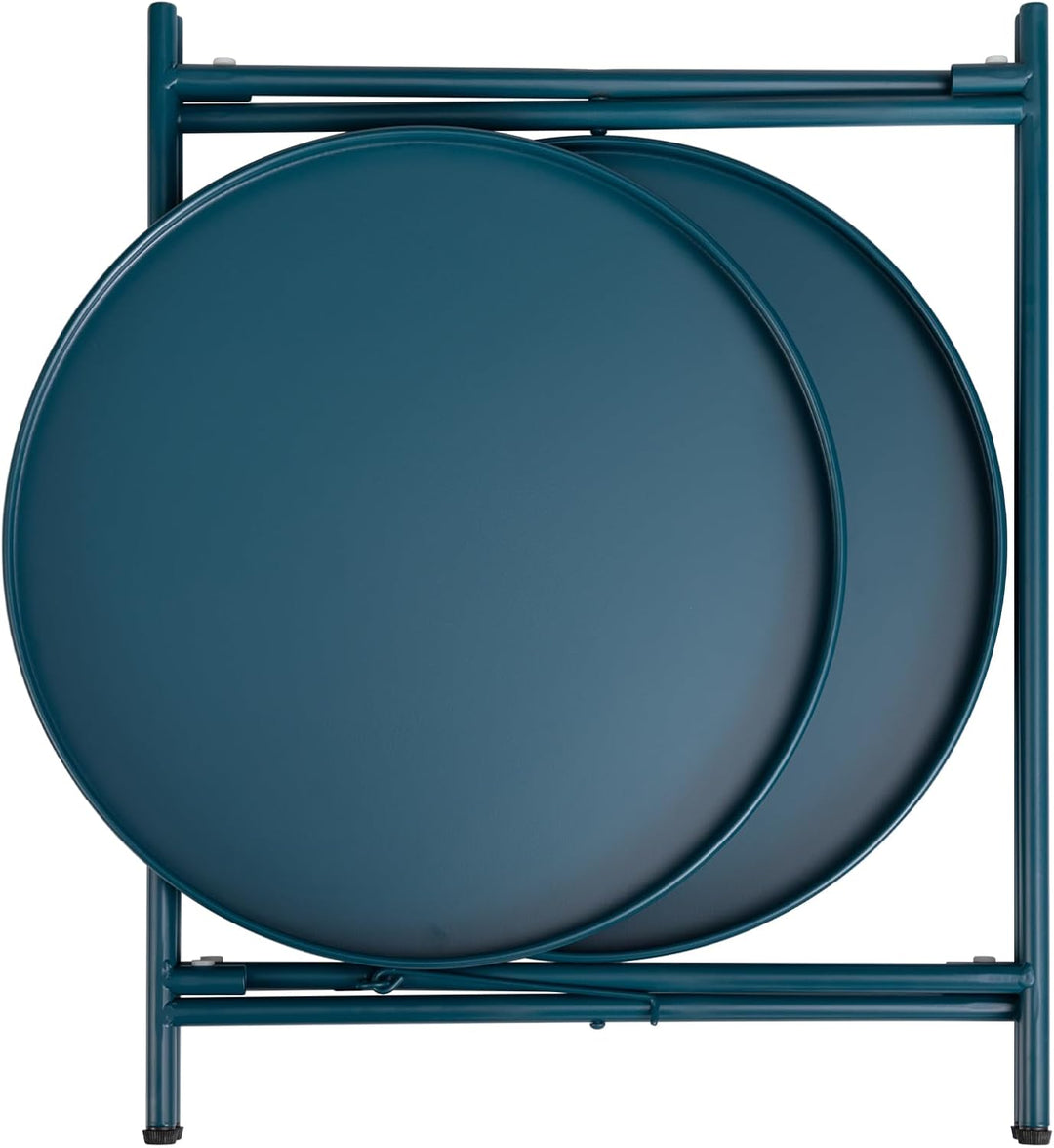 HollyHOME Runder Beistelltisch, 2 Ebenen Beistelltisch Metalltablett, Snacktisch, Couchtisch, Teetis