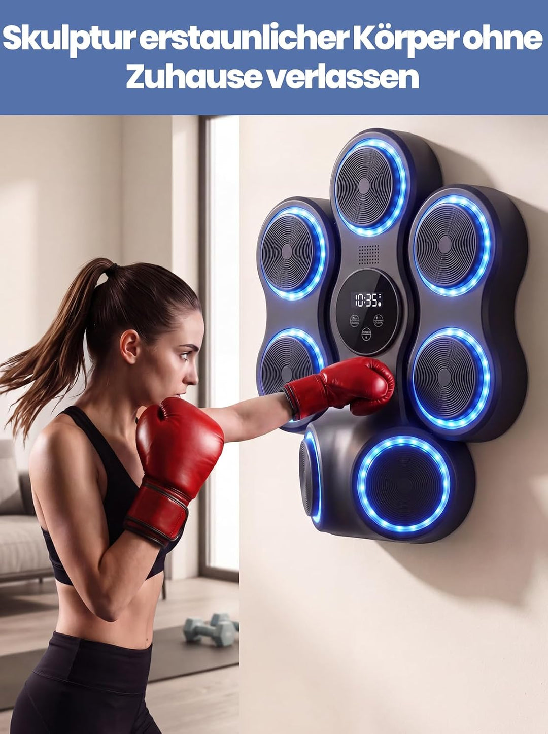 Music Boxing Machine für Erwachsene, Musikboxing Maschine mit LED-Lichtern, Bluetooth, 9 Geschwindig