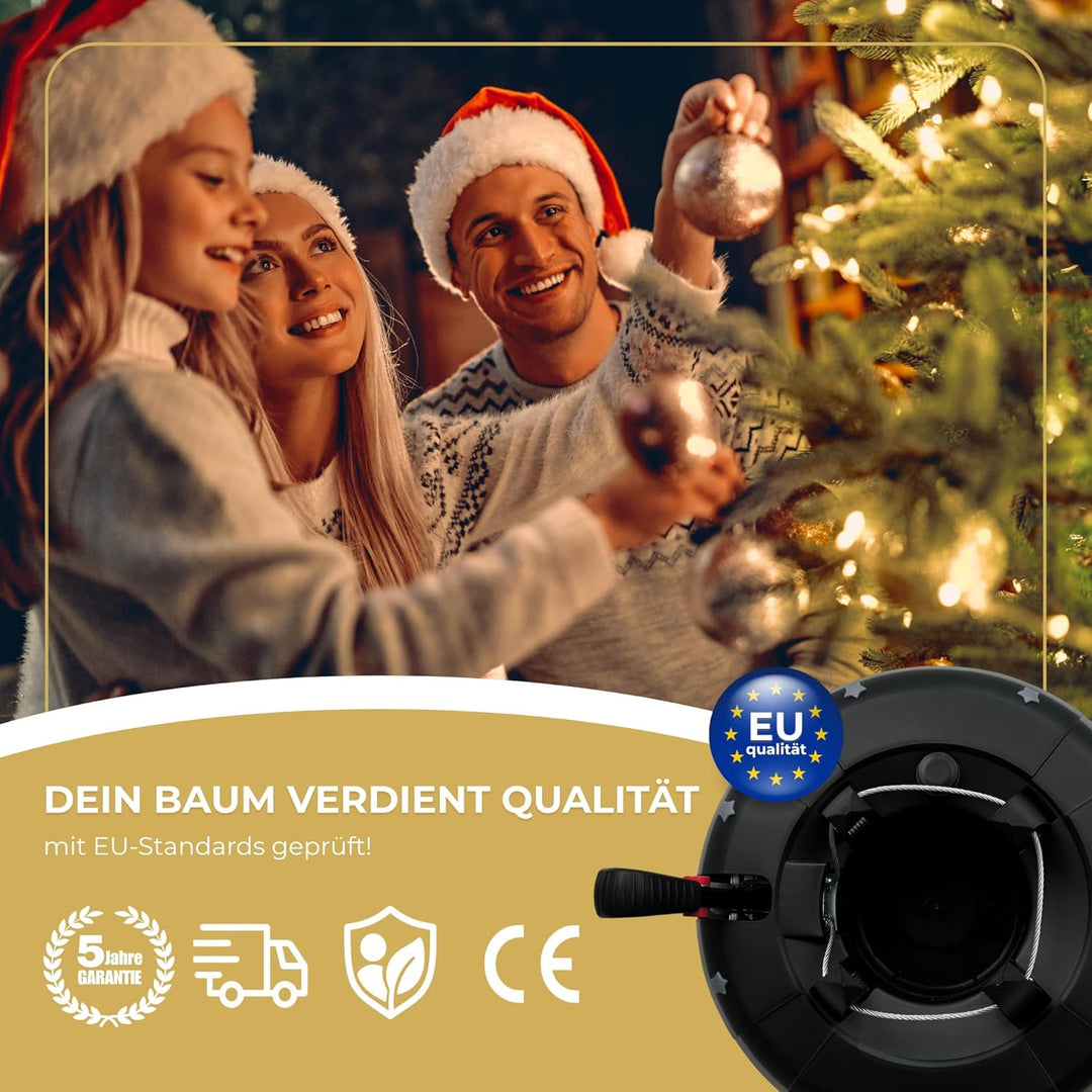 Kamai Stabiler Christbaumständer für Baumhöhe bis 3m, mit Fusspedal und Einseiltechnik, inkl. 3L Was