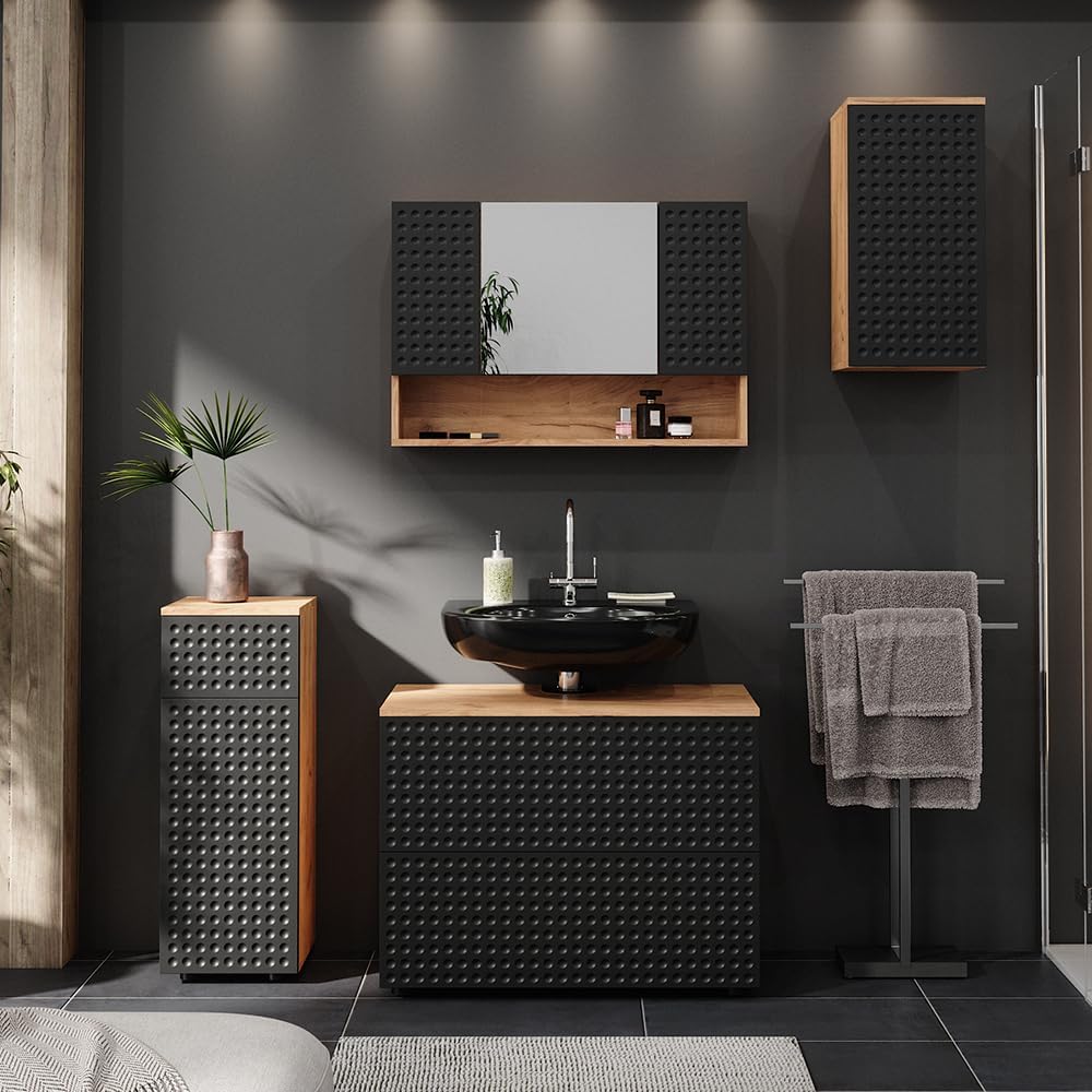 Vicco Badschrank Anthrazit gepunktet Irma 30x59x24 cm - hängender Badezimmerschrank, Praktisch für K