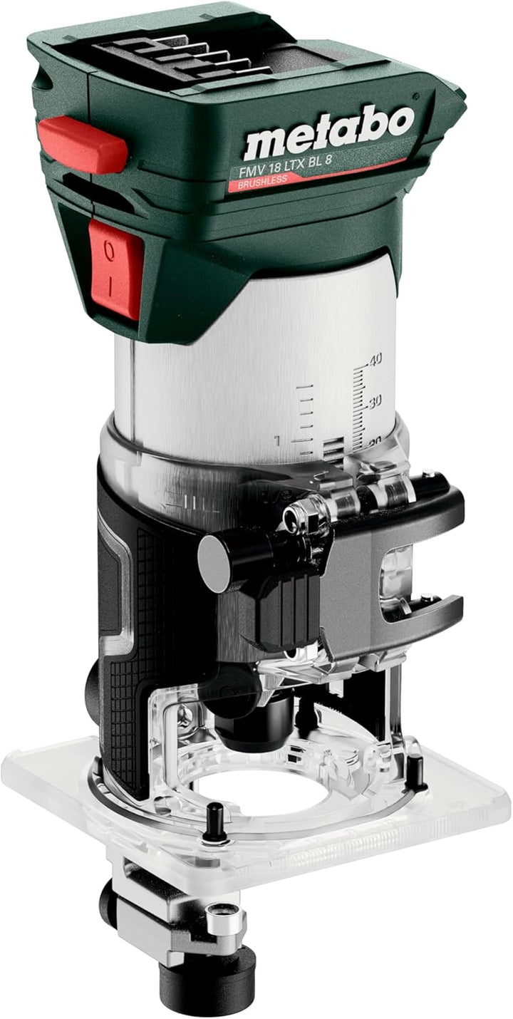 metabo Akku-Kantenfräse FMV 18 LTX BL 8-18V, Brushless-Motor, 4800-29000 U/min, 6/8 mm Spannzange, m