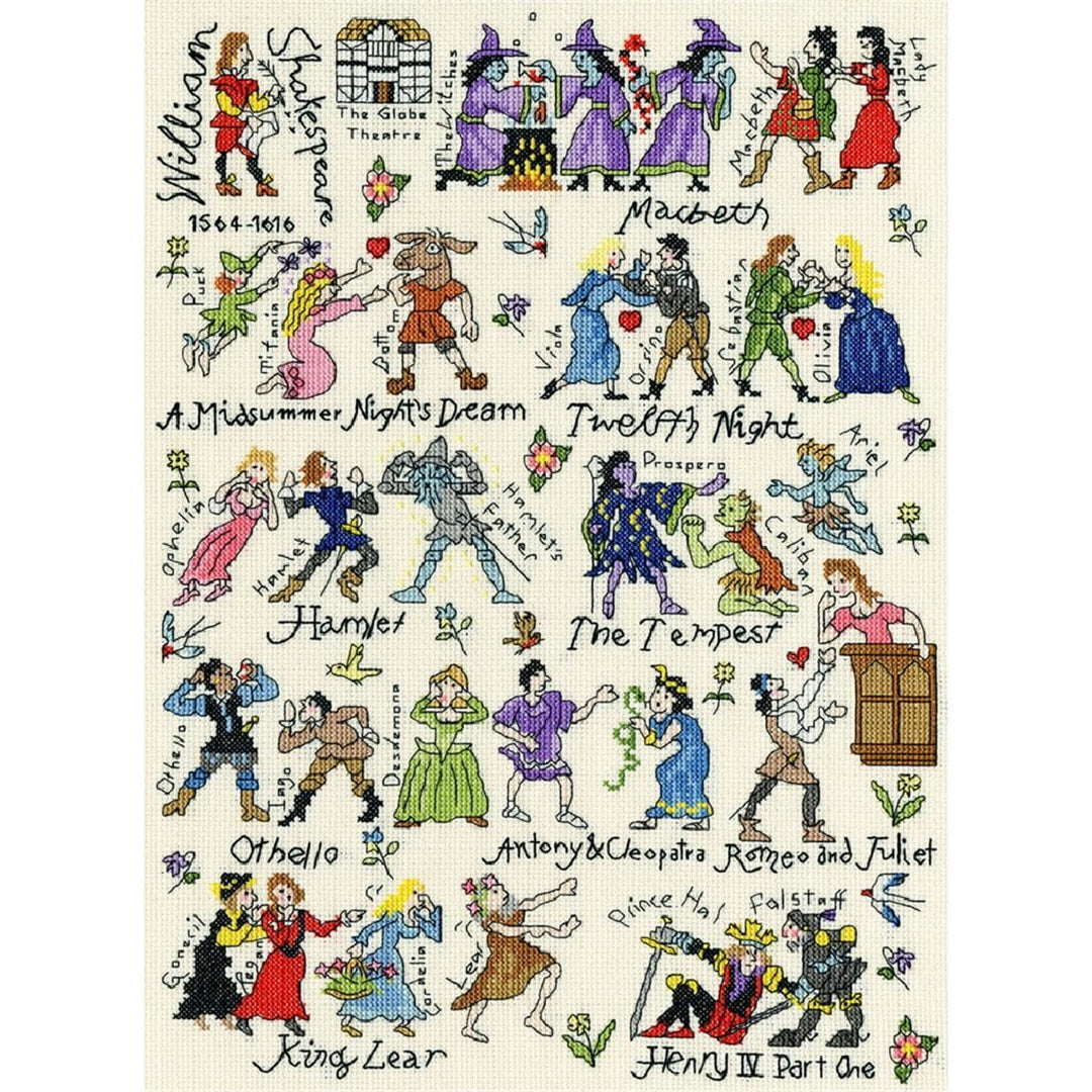 Bothy Threads Kreuzstich-Set Shakespeare, 28x38cm, XPS5, Zählmuster