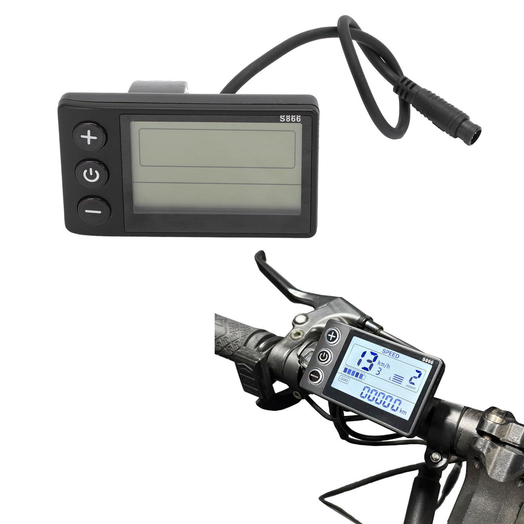 VBESTLIFE LCD-Anzeige für Elektrofahrräder, S866-Bedienfeld mit Wasserdichtem 6-Pin-Kontor, Fahrcomp