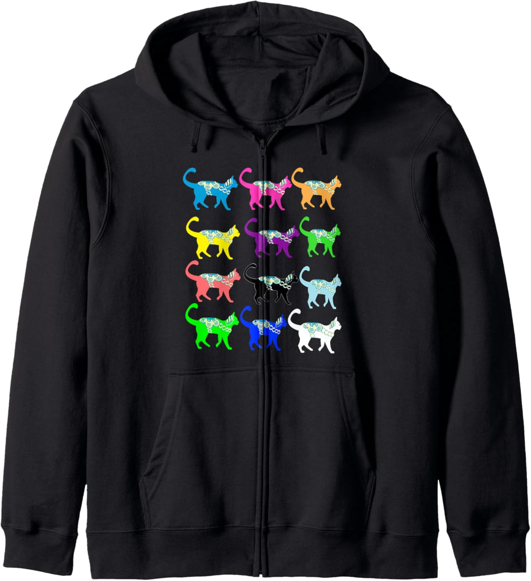 Bunte schwedische Dala Dalecarlian Horse Kitty Cats Cat Kapuzenjacke